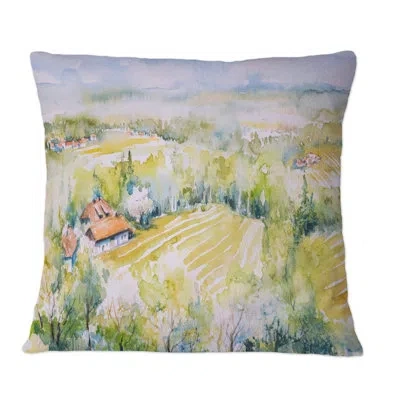 Design Art Italian Landscape In Pastel Colors - Country Printed Throw Pillow
