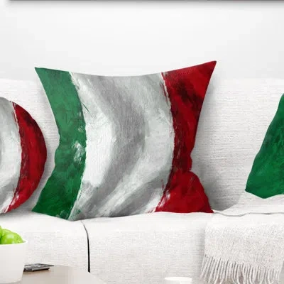 Design Art Italy Flag - Maps & Flags Printed Pillow In White;green