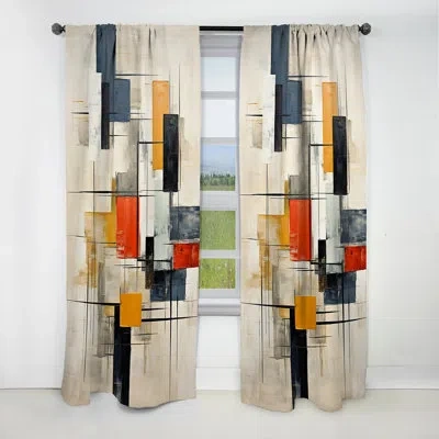 Design Art Ivory Illusions Abstract Shapes - Shapes Curtain - Blackout Abstract Curtain - 1 Panels In Black;white