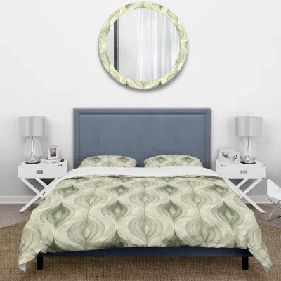Design Art Ivory Ogee Elegance Iii - Midcentury Duvet Cover Set