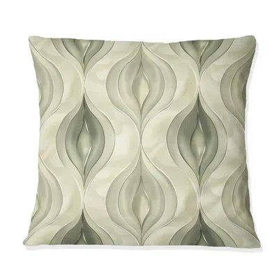 Design Art Ivory Ogee Elegance Iii - Midcentury Throw Pillow