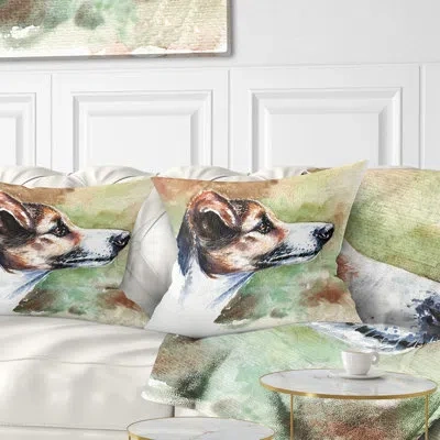 Design Art Jack Russell Terrier - Animal Printed Pillow In Brown