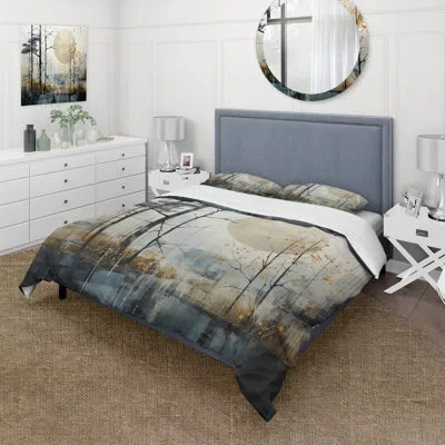 Design Art Japan Art Serene Zen Minimalism I - Japan Art Duvet Cover Set - Microfiber Polyester In Beige