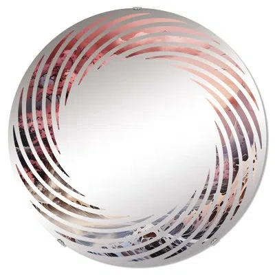 Design Art Japan Ocean Storm Landscape - Spiral Wall Mirror|round In Pink;pink