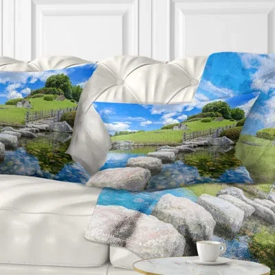 Design Art Japanese Garden In Okayama - Landscape Printed Throw Pillow