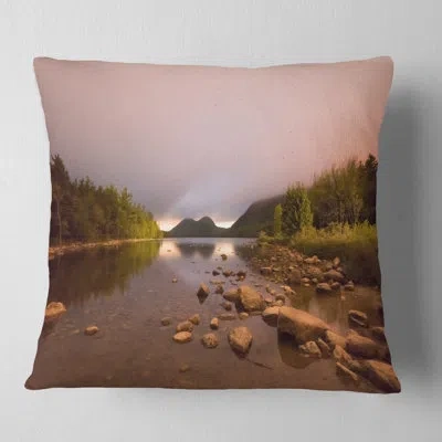 Design Art Jordan Pond In Acadia Park - Landscape Printed Pillow In Blue