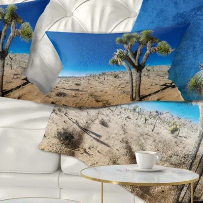 Design Art Joshua Tree In Open Desert - Landscape Printed Pillow