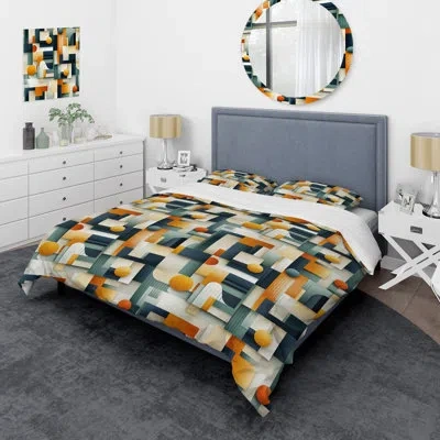 Design Art Joslen Duvet Cover Set In Green;yellow