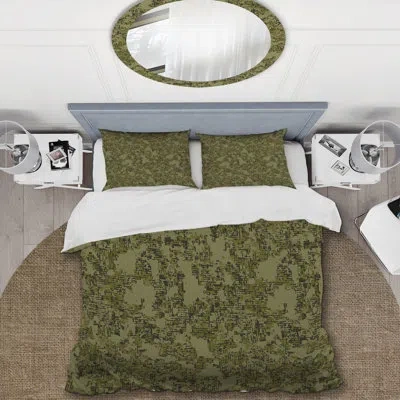 Design Art Khaki Dirty Design Camouflage - Abstract Duvet Cover Set - Microfiber Polyester In Green