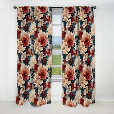 Design Art Kimono Whispers Ii - Abstract Curtain - Blackout Abstract Curtain - 1 Panels In Red;beige