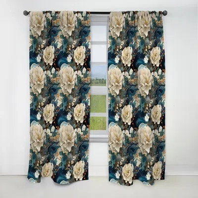 Design Art Kimono Whispers Iii - Abstract Curtain - Blackout Abstract Curtain - 1 Panels In Blue;beige