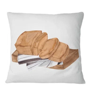 Design Art Kitchen Composition With Pumpkin Pie Hot Drinks - Casual Printed Throw Pillow In Brown;brown