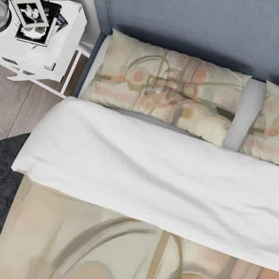 Design Art Knowing Vintage Pink Minimal Retro Simplicity I - Abstract Duvet Cover Set - Microfiber Polyester In Beige;pink