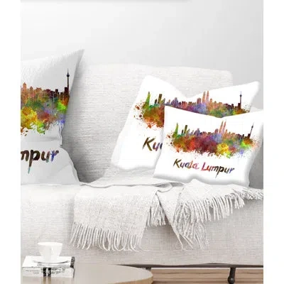 Design Art Kuala Lumpur Skyline - Cityscape Printed Pillow