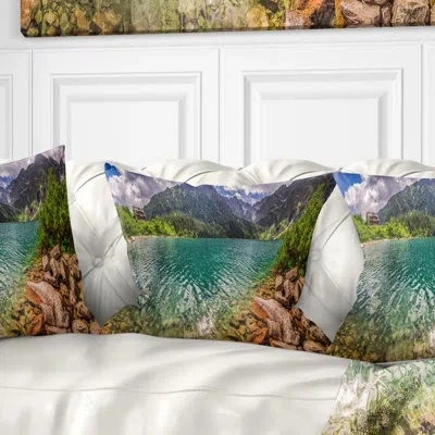 Design Art Lake In Tatra Mountains Poland - Sea & Shore Printed Throw Pillow In Blue;black;brown;green;red;yellow