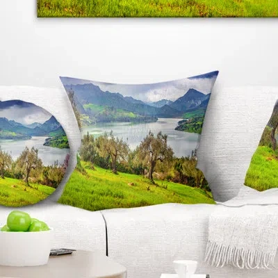 Design Art Lake Rosamarina Panorama - Landscape Printed Pillow