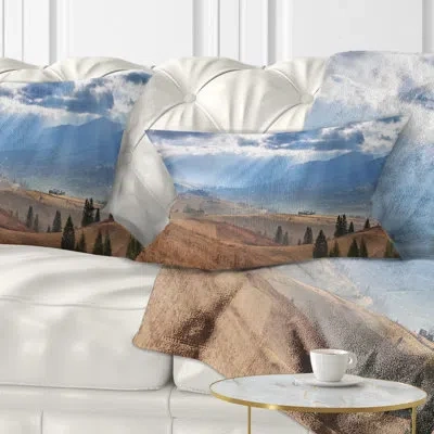 Design Art Landscape Beautiful Mountain Village View Lumbar Pillow