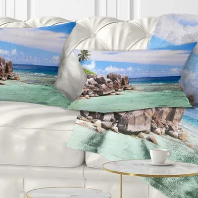 Design Art Landscape Beautiful Seychelles Rocky Coast Lumbar Pillow