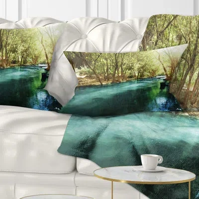 Design Art Landscape Beautiful Small River Forest Lumbar Pillow