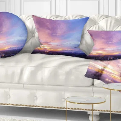 Design Art Landscape Beautiful Sunset At Trang Thailand Pillow In Blue;black;brown;green;red;yellow