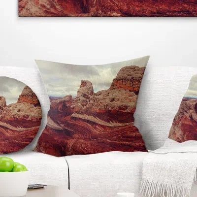 Design Art Landscape Beautiful View Of Vermillion Cliffs Pillow In White;red