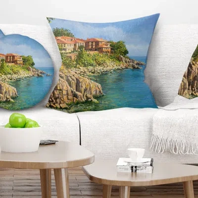 Design Art Landscape Blue Summer Sea - Sea & Shore Printed Pillow