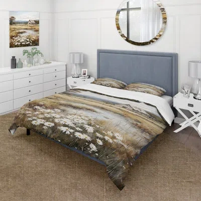 Design Art Landscape Comforter Set 4 Pcs - Farmhouse Quiet Retreat I Comforter Bedding Set In White;beige