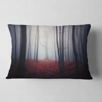 Design Art Landscape Dark Spooky Misty Forest - Forest Printed Throw Pillow