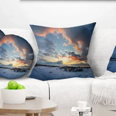 Design Art Landscape Dark Winter Sky - Sea & Shore Printed Pillow