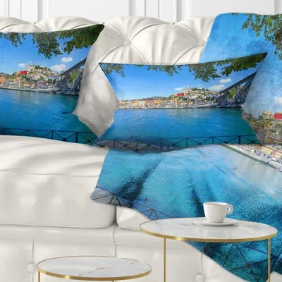 Design Art Landscape Douro River And Iron Bridge Portugal Parted Lumbar Pillow