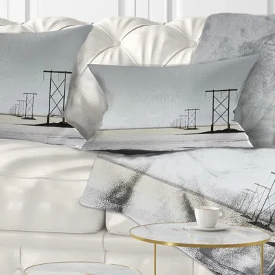 Design Art Landscape Electricity Pylons Over Lagoon Lumbar Pillow