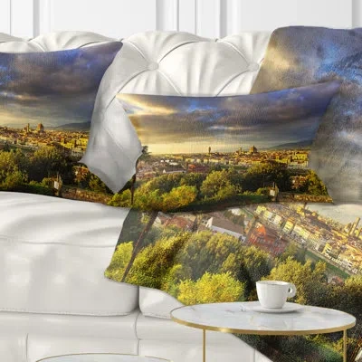Design Art Landscape Florence Sunset Aerial View Lumbar Pillow