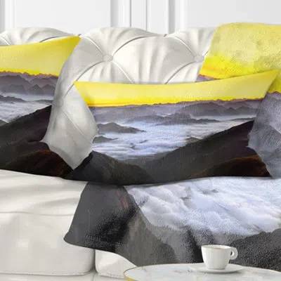 Design Art Landscape Foggy Sunrise Over Mountains Lumbar Pillow