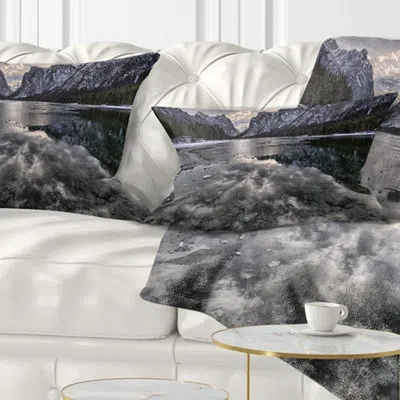 Design Art Landscape Icy Mountain Lake With Snow Lumbar Pillow
