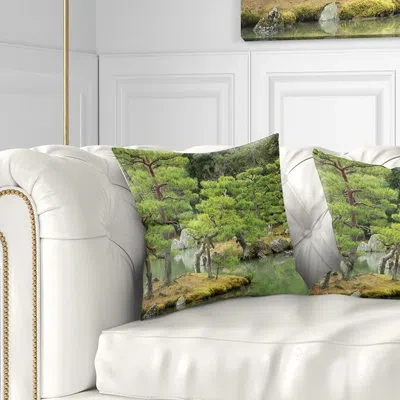 Design Art Landscape Japanese Garden In Early Autumn Throw Pillow