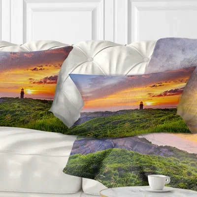 Design Art Landscape Lighthouse At Gorgeous Sunset Lumbar Pillow