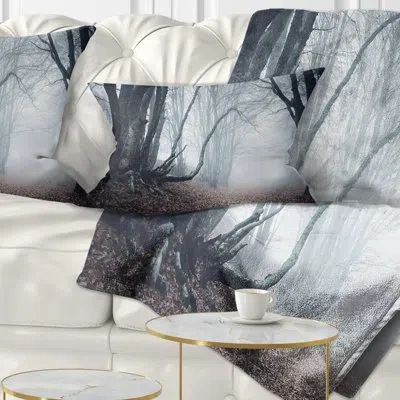 Design Art Landscape Mysterious Fairytale Foggy Wood Lumbar Pillow