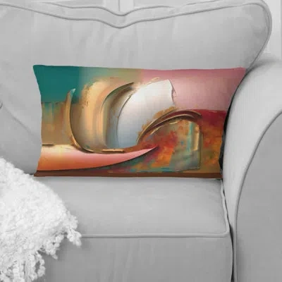 Design Art Landscape Of Happiness In Retro Pink Pastel Ii - Abstract Painting Printed Throw Pillow In Green;pink