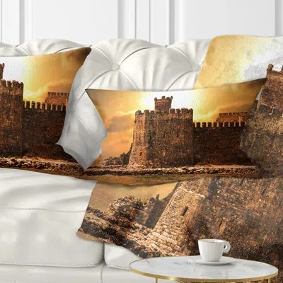 Design Art Landscape Old Castle At Sunset Printed Lumbar Pillow