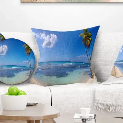 Design Art Landscape Paradise Beach Panorama - Sea & Shore Printed Pillow