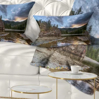 Design Art Landscape Peaceful Evening At Mountain Creek Lumbar Pillow