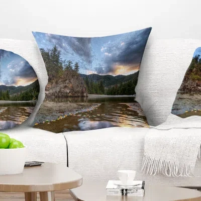 Design Art Landscape Peaceful Evening At Mountain Creek Pillow In Green