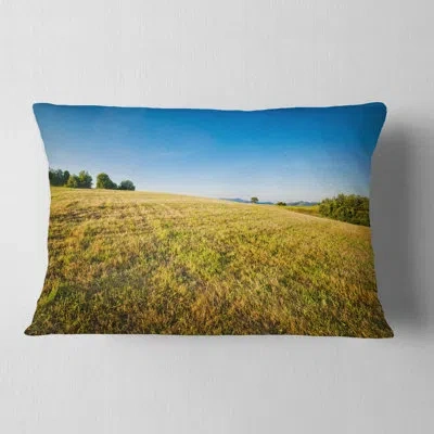 Design Art Landscape Photo Sunrise Over Mountains Lumbar Pillow In Green