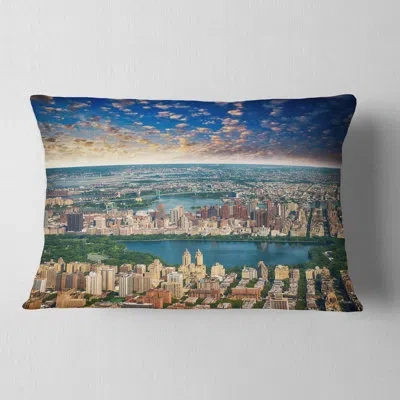 Design Art Landscape Photography Aerial View Of Central Park Lumbar Pillow
