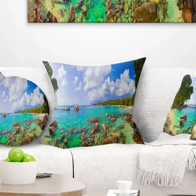Design Art Landscape Photography Beach Anse Lazio At Seychelles Pillow In Blue;green