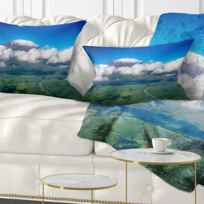 Design Art Landscape Printed Aerial View Of Mount Kilimanjaro Lumbar Pillow