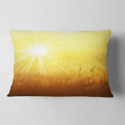Design Art Landscape Printed Amazing Sunrise Over Meadow Lumbar Pillow