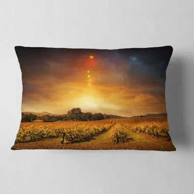 Design Art Landscape Printed Autumn Vineyard Sunset Throw Pillow