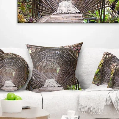 Design Art Landscape Printed Bamboo Tunnel In The Garden Pillow In Green