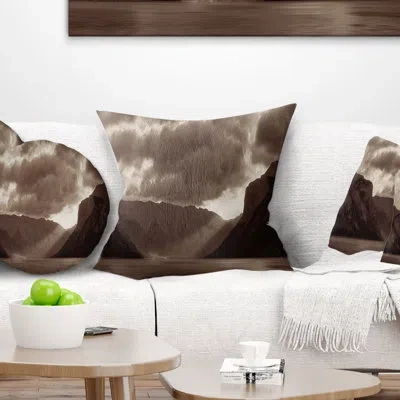 Design Art Landscape Printed Banff National Park Panoramic View Pillow In Black;white
